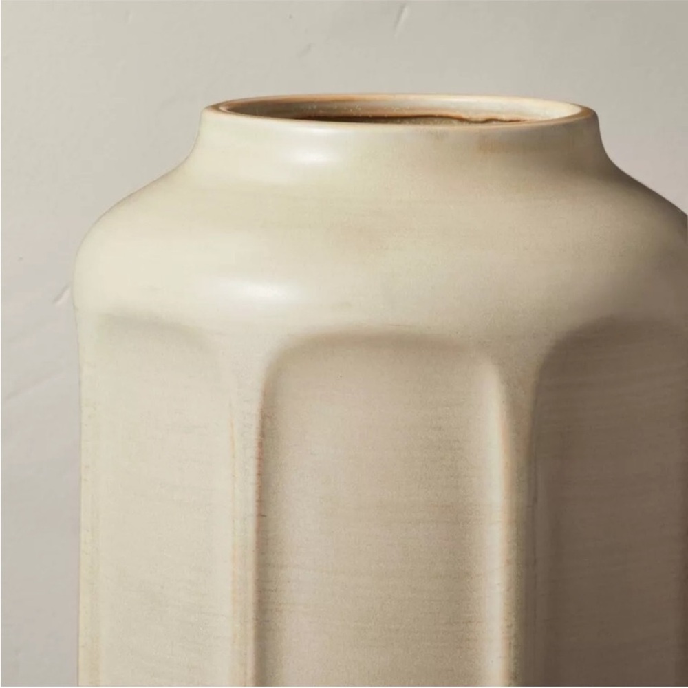 Hearth & Hand 16” Faceted Ceramic Vase, Taupe - Picture 3 of 4